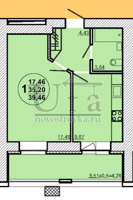 Купить 1-комнатную квартиру 39.46 кв.м. в ЖК "Йондоз"