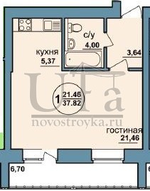 Купить 1-комнатную квартиру 37.82 кв.м. в ЖД №2 по ул.Интернациональная