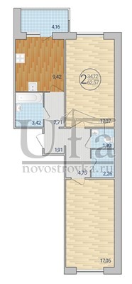 Купить 2-комнатную квартиру 62.57 кв.м. в Жилой комплекс "Полесье"