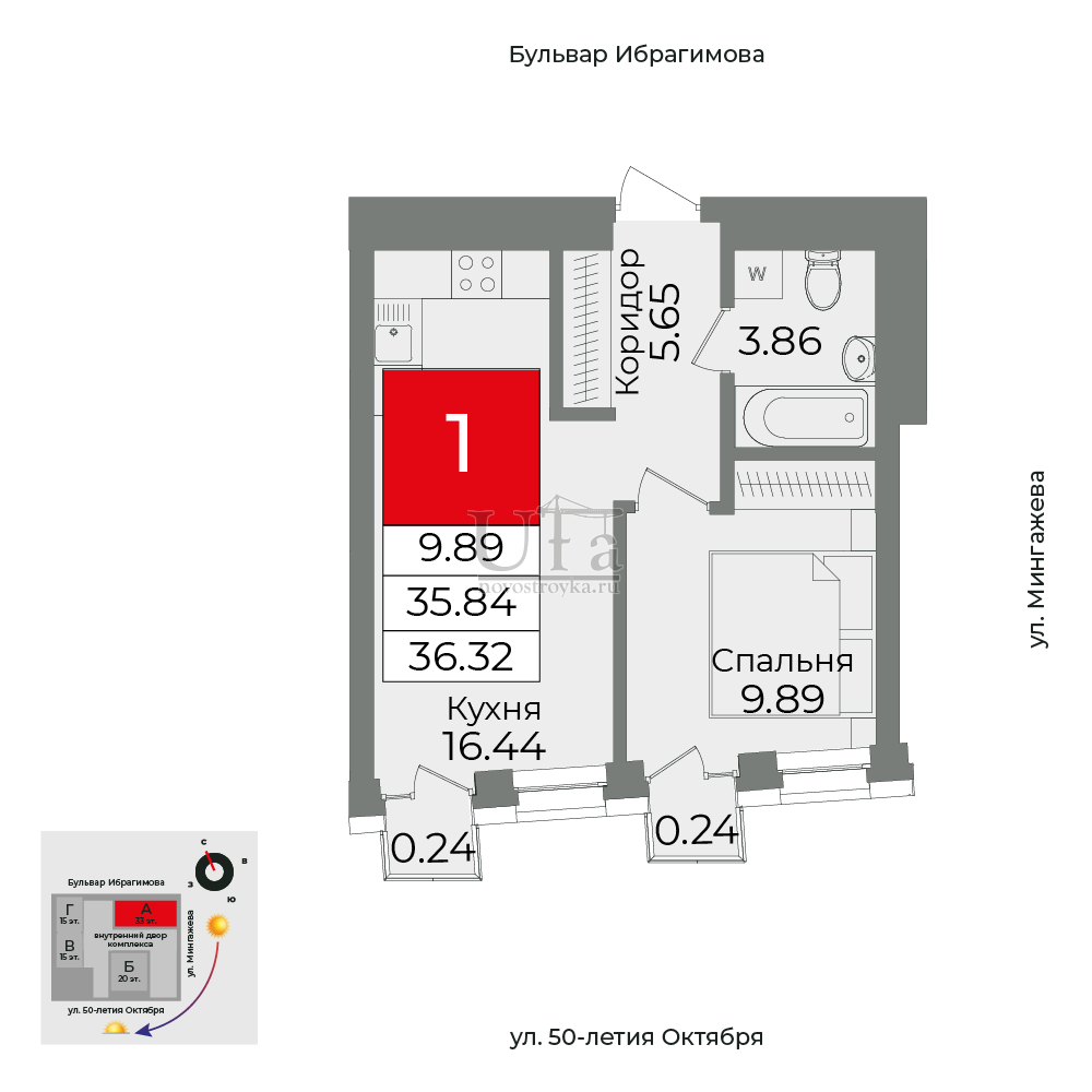 Купить 1-комнатную квартиру 36.32 кв.м. в ЖК Гранд Гранд