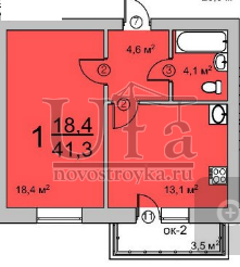Купить 1-комнатную квартиру 41.3 кв.м. в Жилой комплекс "Дубрава"