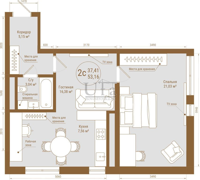 Дизайн трехкомнатной квартиры 100 кв