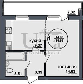 Купить 1-комнатную квартиру 34.56 кв.м. в ЖД по ул.Интернациональная
