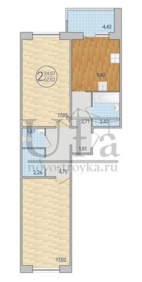 Купить 2-комнатную квартиру 62.49 кв.м. в Жилой комплекс "Полесье"