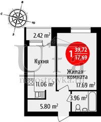 Купить 1-комнатную квартиру 39.72 кв.м. в Жилой дом по ул. Дагестанская, Литер 20-21