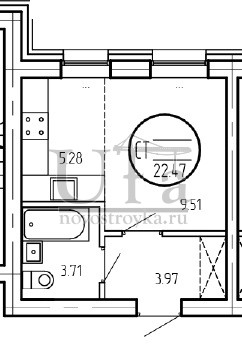 Купить Студия-комнатную квартиру 22.47 кв.м. в Апартаменты Идея