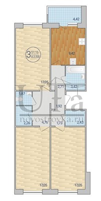 Купить 3-комнатную квартиру 83.88 кв.м. в Жилой комплекс "Полесье"
