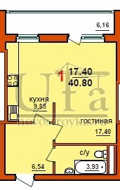Купить 1-комнатную квартиру 40.80 кв.м. в ЖД по ул.Интернациональная