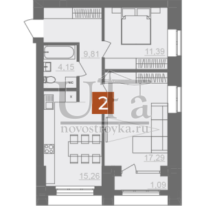 Купить 2-комнатную квартиру 58.99 кв.м. в ЖК "Красинский"