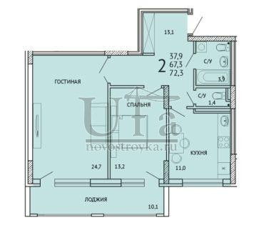 Купить 2-комнатную квартиру 72.3 кв.м. в Жилой комплекс "Искра"