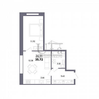Купить 1-комнатную квартиру 35.72 кв.м. в ЖК Умный дом Гелиос