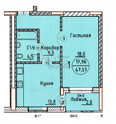 Купить 1-комнатную квартиру 47.57 кв.м. в Жилой комплекс по ул. Окт. Революции