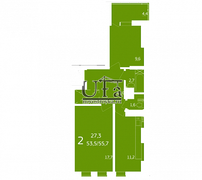 Купить 2-комнатную квартиру 55.10 кв.м. в Экологический квартал "Лайм"