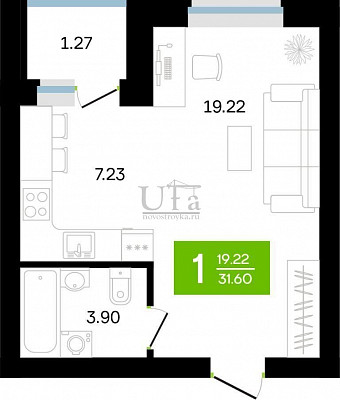 Купить 1-комнатную квартиру 31.62 кв.м. в ЖК Белые Росы