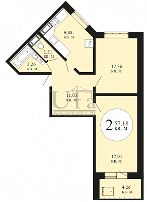 Купить 2-комнатную квартиру 57.18 кв.м. в ЖК Изумрудный  