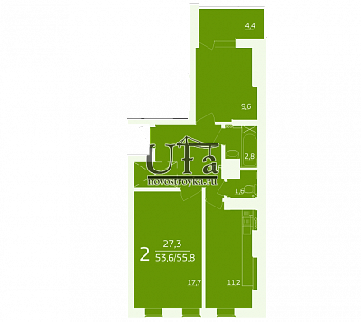 Купить 2-комнатную квартиру 55.80 кв.м. в Экологический квартал "Лайм"