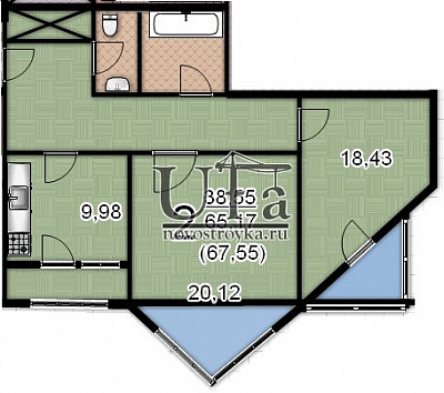 Купить 2-комнатную квартиру 67.55 кв.м. в Жилой комплекс «Карла Маркса 36»