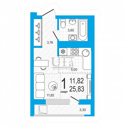 Купить Студия-комнатную квартиру 25.83 кв.м. в Республика