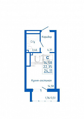 Купить Студия-комнатную квартиру 24.11 кв.м. в Жилой комплекс "Новоуфимский"
