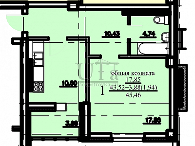 Купить 1-комнатную квартиру 45.46 кв.м. в ЖК Сочинский