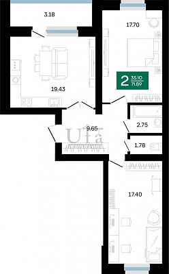 Купить 2-комнатную квартиру 71.89 кв.м. в ЖК Белые Росы