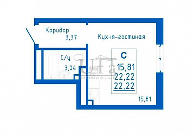 Купить Студия-комнатную квартиру 22.22 кв.м. в Жилой комплекс "Новоуфимский"