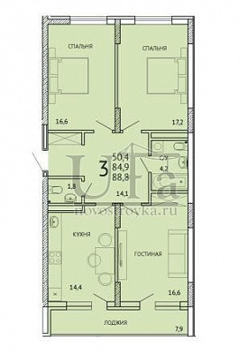 Купить 3-комнатную квартиру 88.8 кв.м. в Жилой комплекс "Искра"
