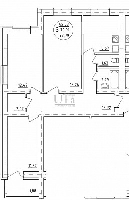 Купить 3-комнатную квартиру 72.79 кв.м. в кузнецовский затон, мкр, группа жилых домов