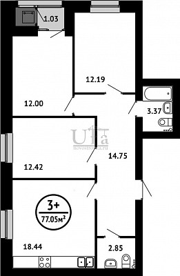 Купить 3-комнатную квартиру 77.05 кв.м. в ЖК "Цветы Башкирии" (ЗАО «ФСК Архстройинвестиции»)