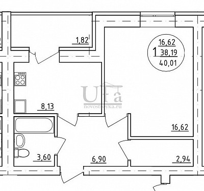 Купить 1-комнатную квартиру 40.01 кв.м. в кузнецовский затон, мкр, группа жилых домов