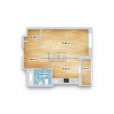 Купить 1-комнатную квартиру 43.34 кв.м. в Жилой комплекс  "Риверсайд"