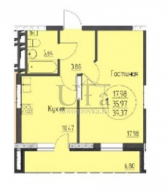 Купить 1-комнатную квартиру 39.37 кв.м. в ЖК Элегия