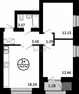Купить 2-комнатную квартиру 54.67 кв.м. в ЖК "Цветы Башкирии" (ЗАО «ФСК Архстройинвестиции»)