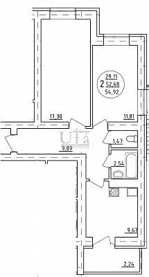 Купить 2-комнатную квартиру 54.92 кв.м. в кузнецовский затон, мкр, группа жилых домов