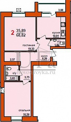 Купить 2-комнатную квартиру 62.82 кв.м. в ЖД №2 по ул.Интернациональная