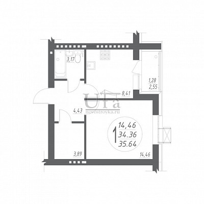 Купить 1-комнатную квартиру 35.64 кв.м. в ЖК Город Природы 