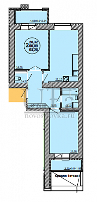Купить 2-комнатную квартиру 64.28 кв.м. в ЖК "Йондоз"