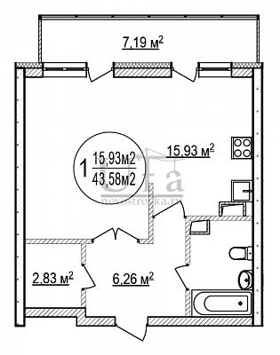 Купить 1-комнатную квартиру 43.58 кв.м. в ЖК Черниковские высотки (по ул. Б. Хмельницкого)