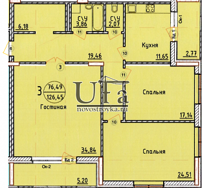 Купить 3-комнатную квартиру 126.45 кв.м. в Жилой комплекс по ул. Окт. Революции