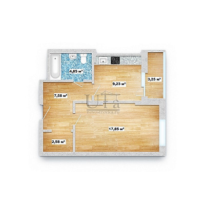 Купить 1-комнатную квартиру 43.64 кв.м. в Жилой комплекс  "Риверсайд"