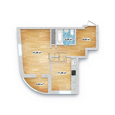Купить 1-комнатную квартиру 43.50 кв.м. в Жилой комплекс  "Риверсайд"