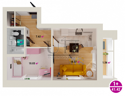 Купить 1-комнатную квартиру 41.42 кв.м. в ЖК "Цветы Башкирии" (ЗАО «ФСК Архстройинвестиции»)
