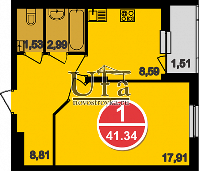 Купить 1-комнатную квартиру 41.34 кв.м. в ЖК Панорама