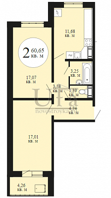 Купить 2-комнатную квартиру 60.65 кв.м. в ЖК Изумрудный  