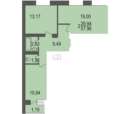 Купить 2-комнатную квартиру 57.96 кв.м. в ЖК Серебряный ручей