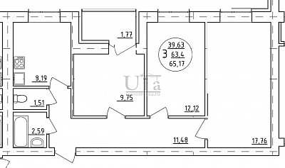 Купить 3-комнатную квартиру 65.17 кв.м. в кузнецовский затон, мкр, группа жилых домов