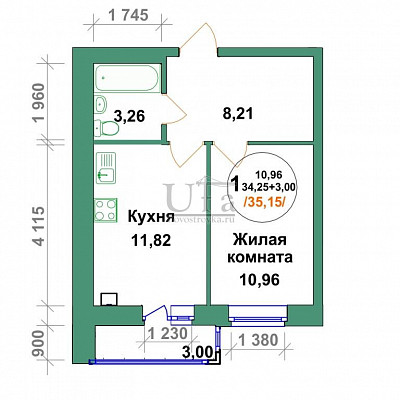 Купить 1-комнатную квартиру 35.15 кв.м. в ЖК Альпийский