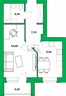 Купить 1-комнатную квартиру 39.37 кв.м. в Михайловка Green Place (Грин плейс)