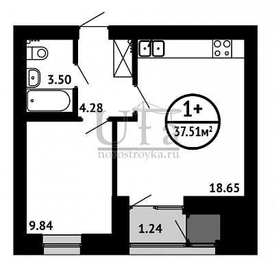 Купить 1-комнатную квартиру 37.51 кв.м. в ЖК "Цветы Башкирии" (ЗАО «ФСК Архстройинвестиции»)