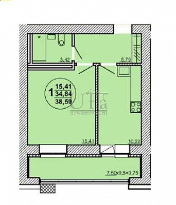 Купить 1-комнатную квартиру 38.59 кв.м. в ЖК "Йондоз"